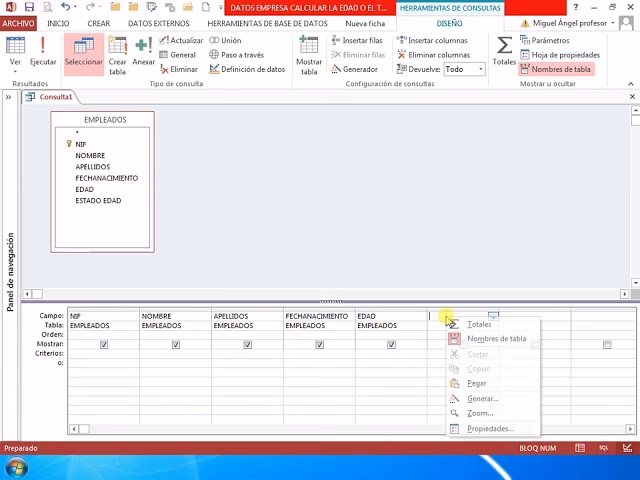 ¿Cómo calcular la duración en Access?