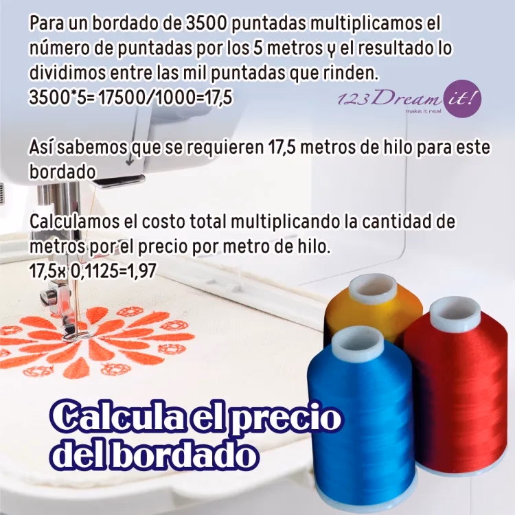 ¿Cómo calcular el consumo de hilo en un bordado?