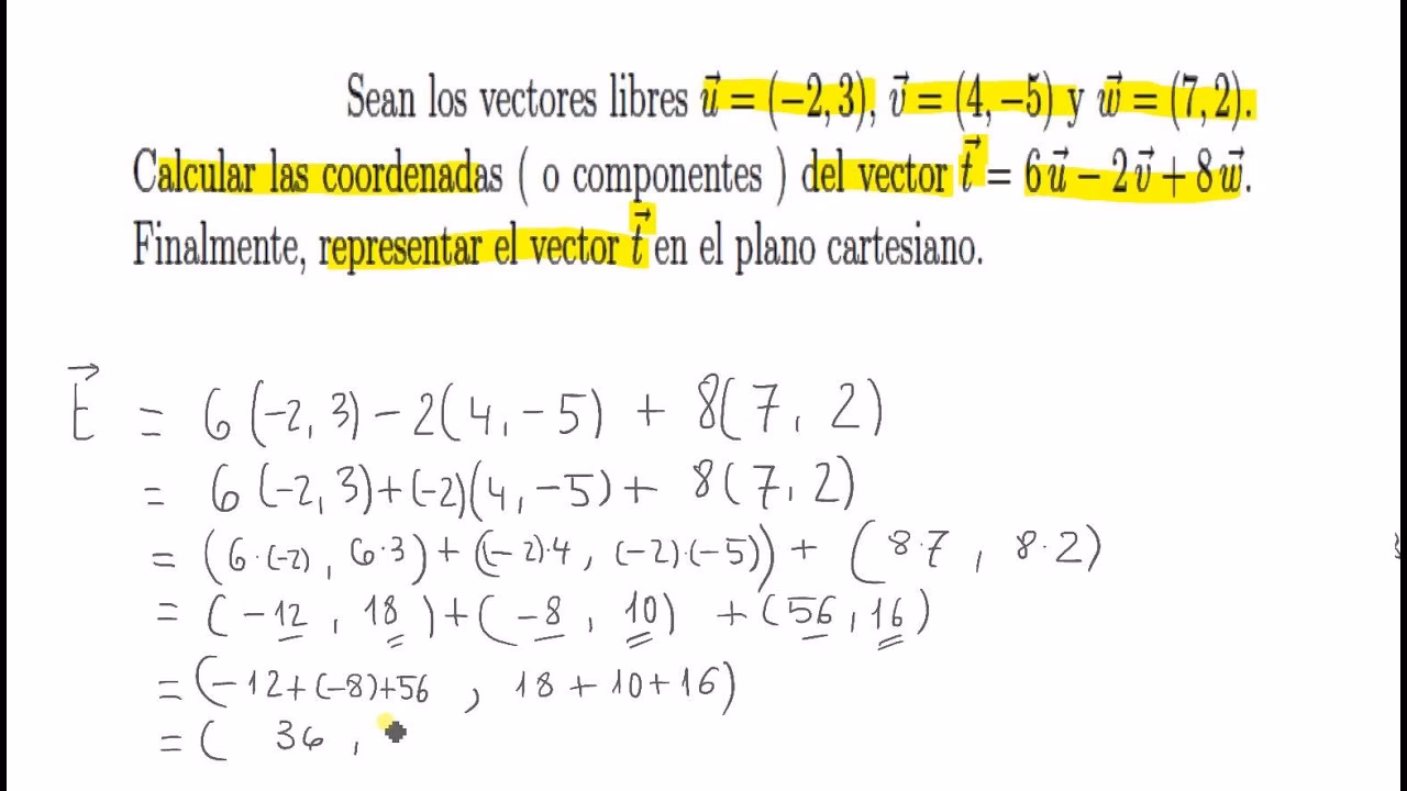 ¿Cómo hallar la combinación lineal de dos vectores?