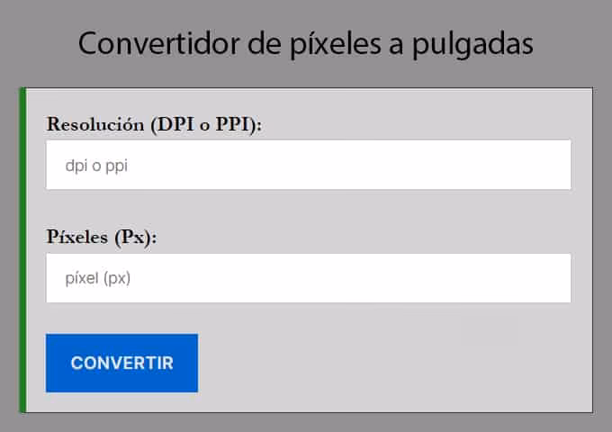 ¿Cómo puedo convertir píxeles a pulgadas?