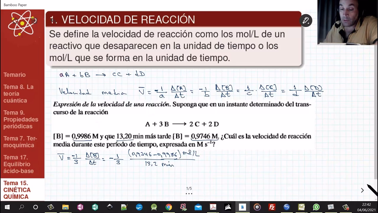 ¿Cómo calcular la velocidad de reacción?