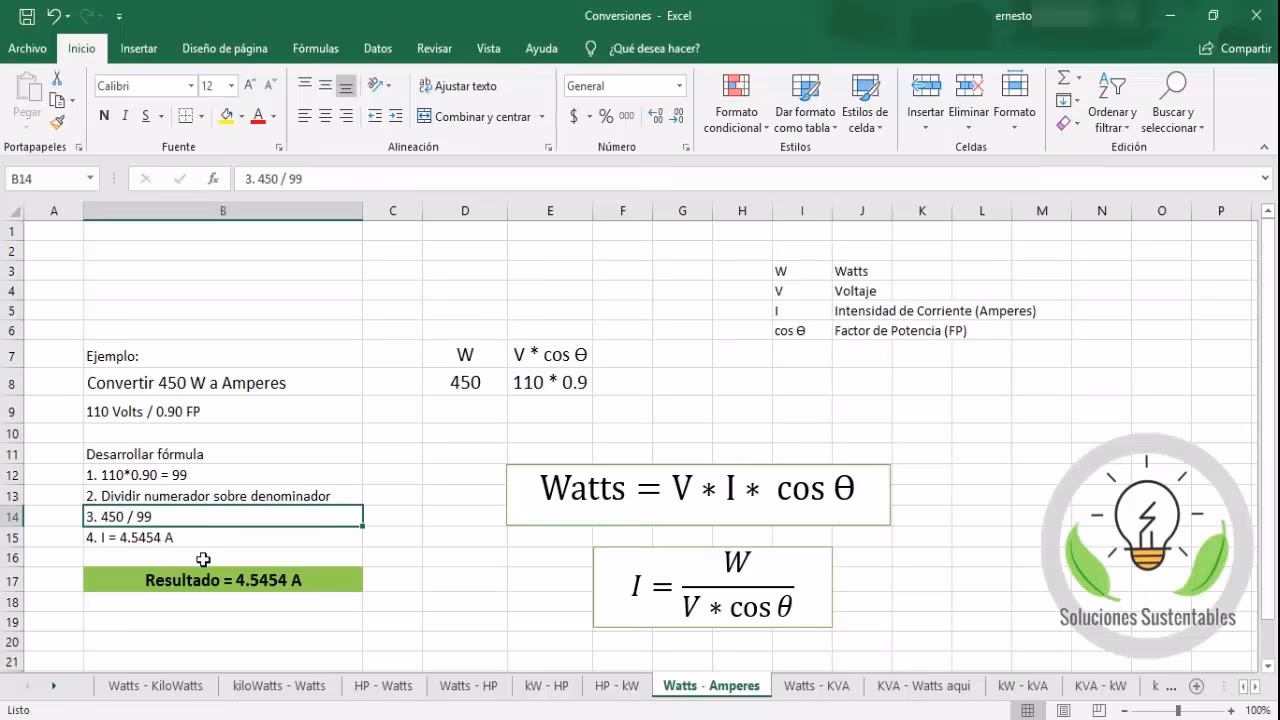 ¿Cuánto son 2000W en amperios?