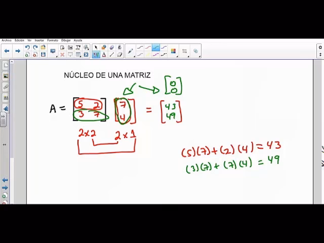 ¿Cómo se calcula el núcleo de una matriz?