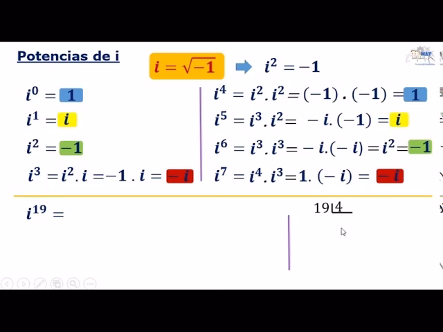 ¿Cómo se calcula la potencia de un número imaginario?