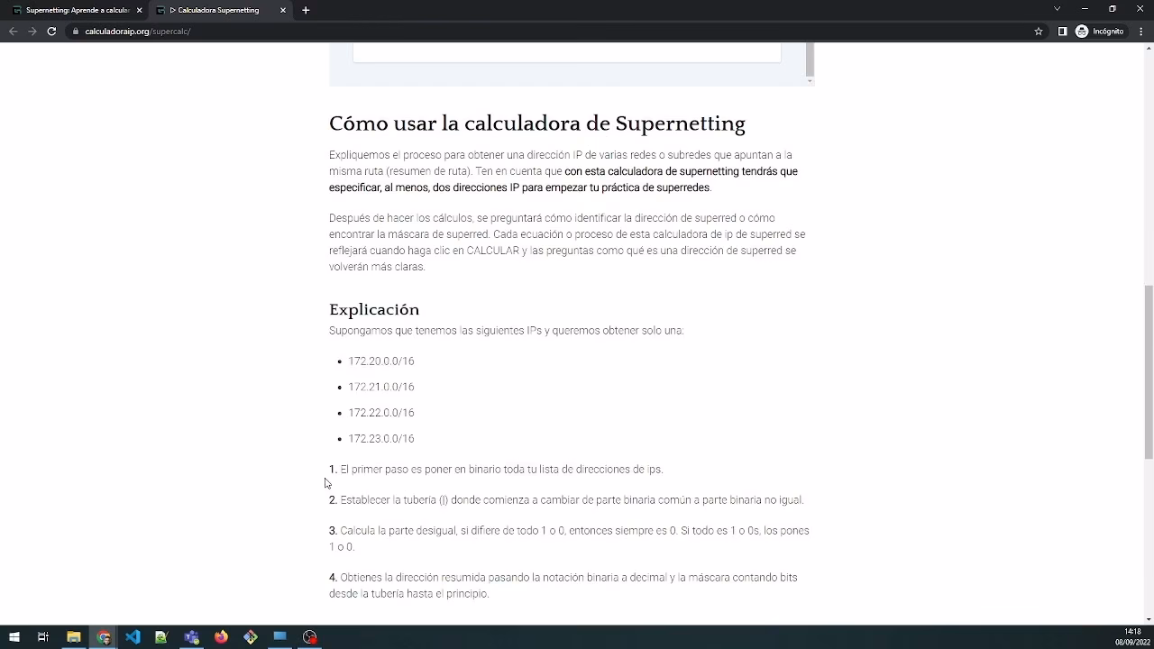 ¿Cómo calcular la dirección de superred?