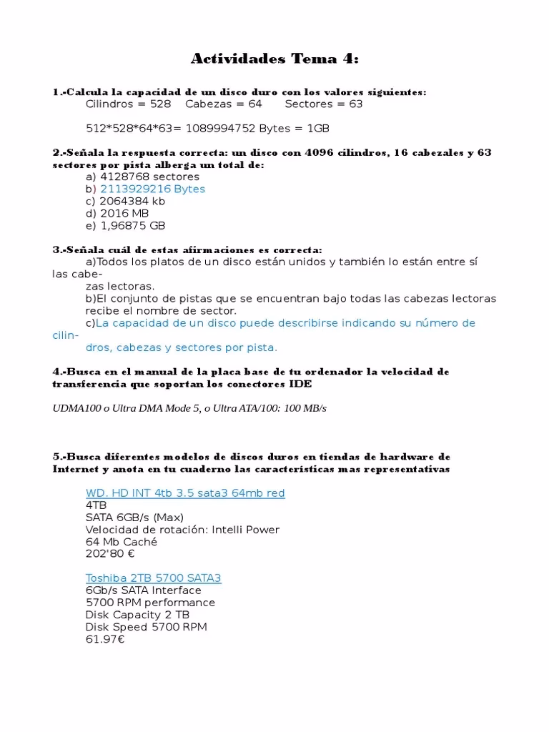 ¿Cómo se calcula el almacenamiento de un disco duro?