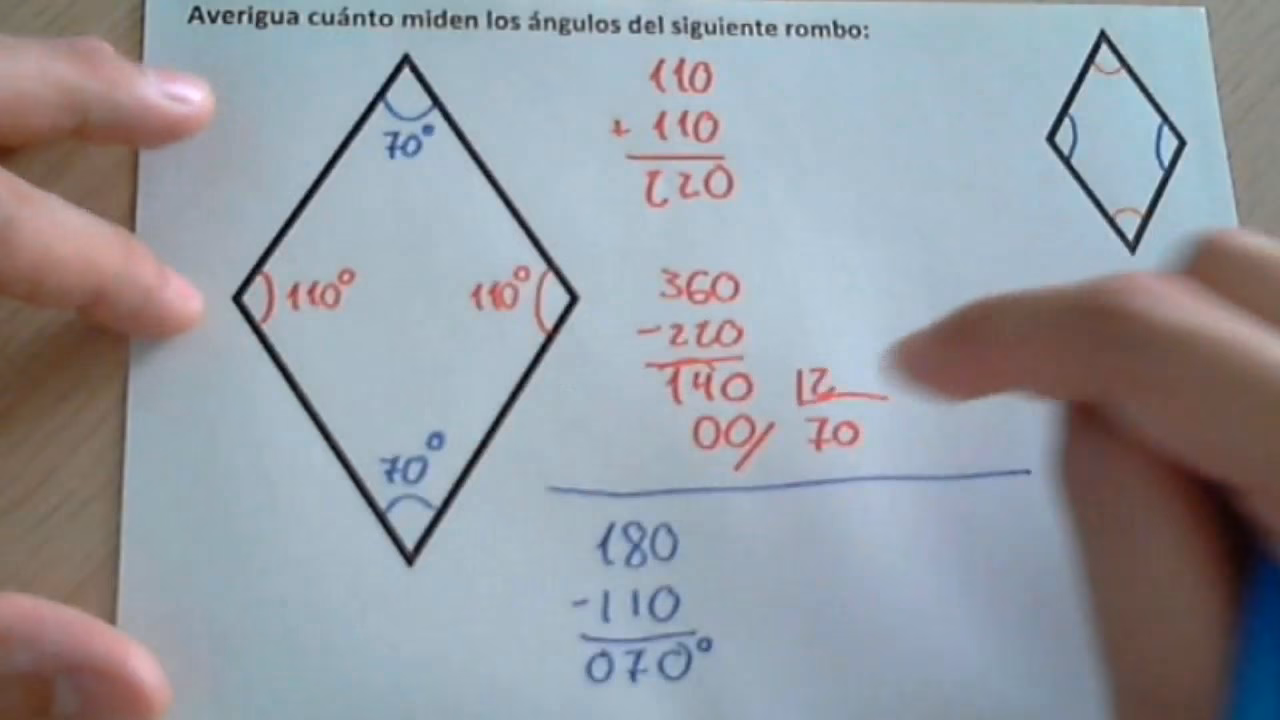 ¿Cómo calcular los ángulos interiores de un rombo?