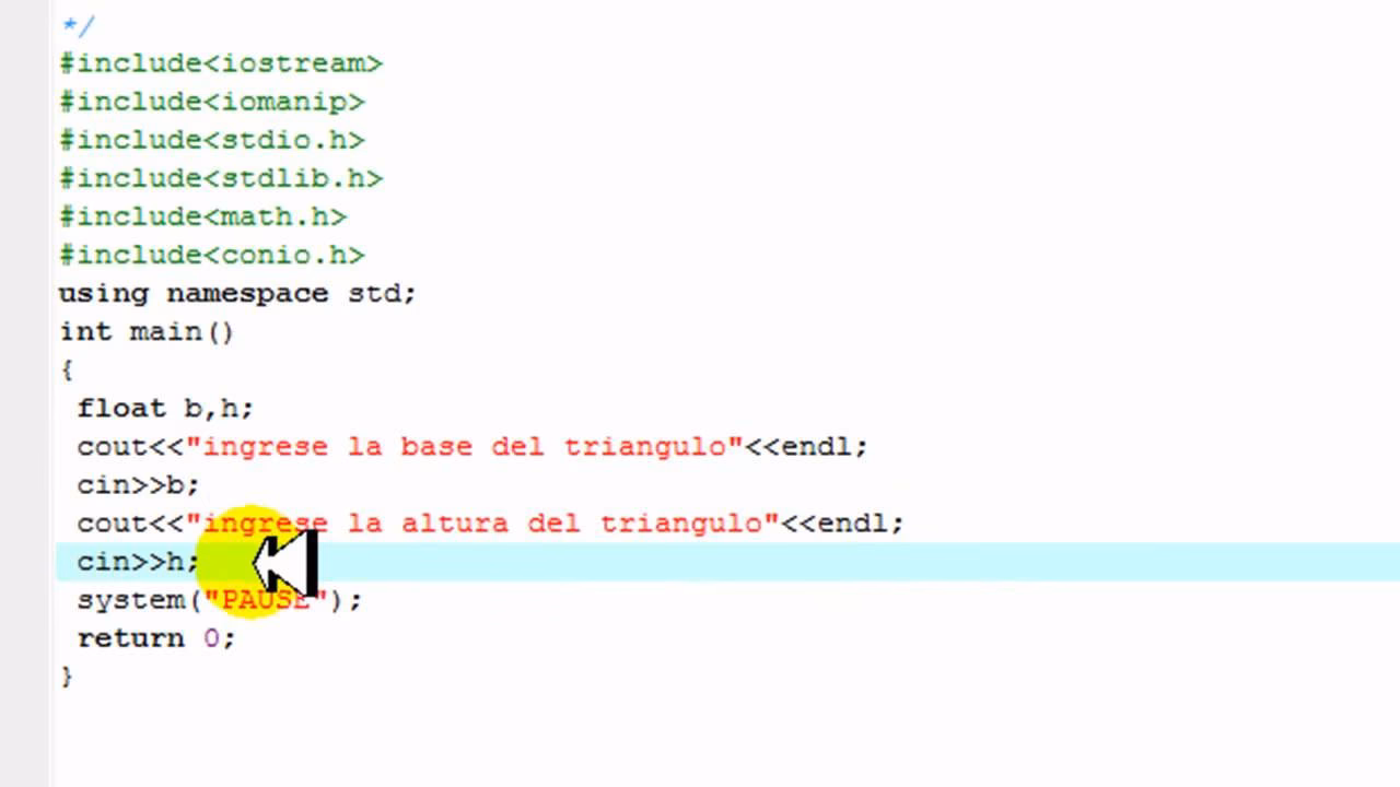 ¿Cómo sacar el área de un triángulo en programación?