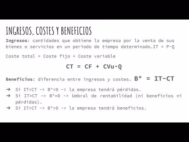 ¿Cuál es la fórmula para calcular el beneficio?