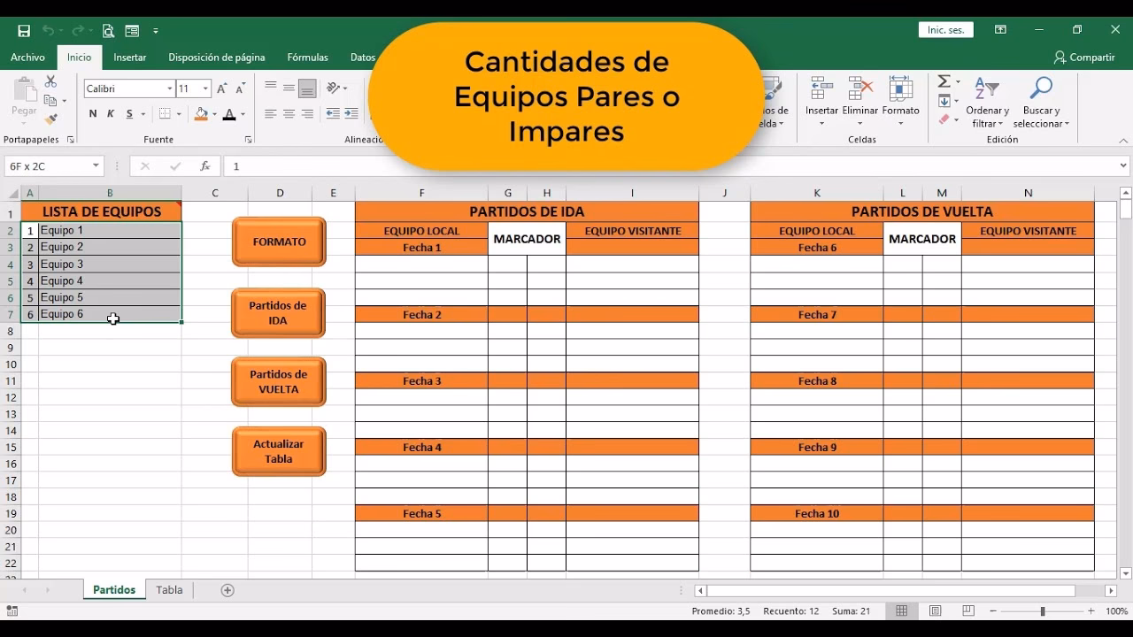 ¿Cómo calcular el número de partidos de un torneo de liga?