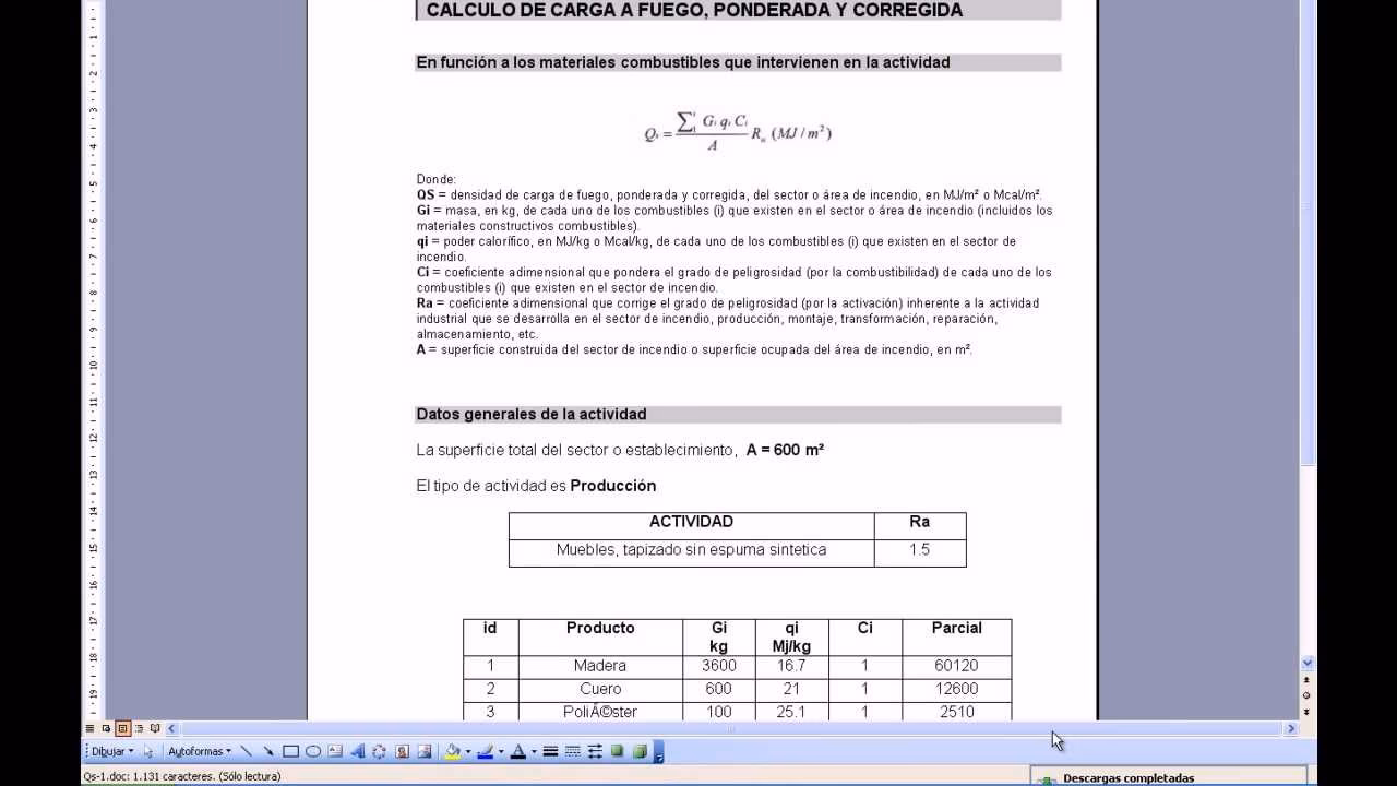 ¿Cómo realizar el cálculo de carga de fuego?