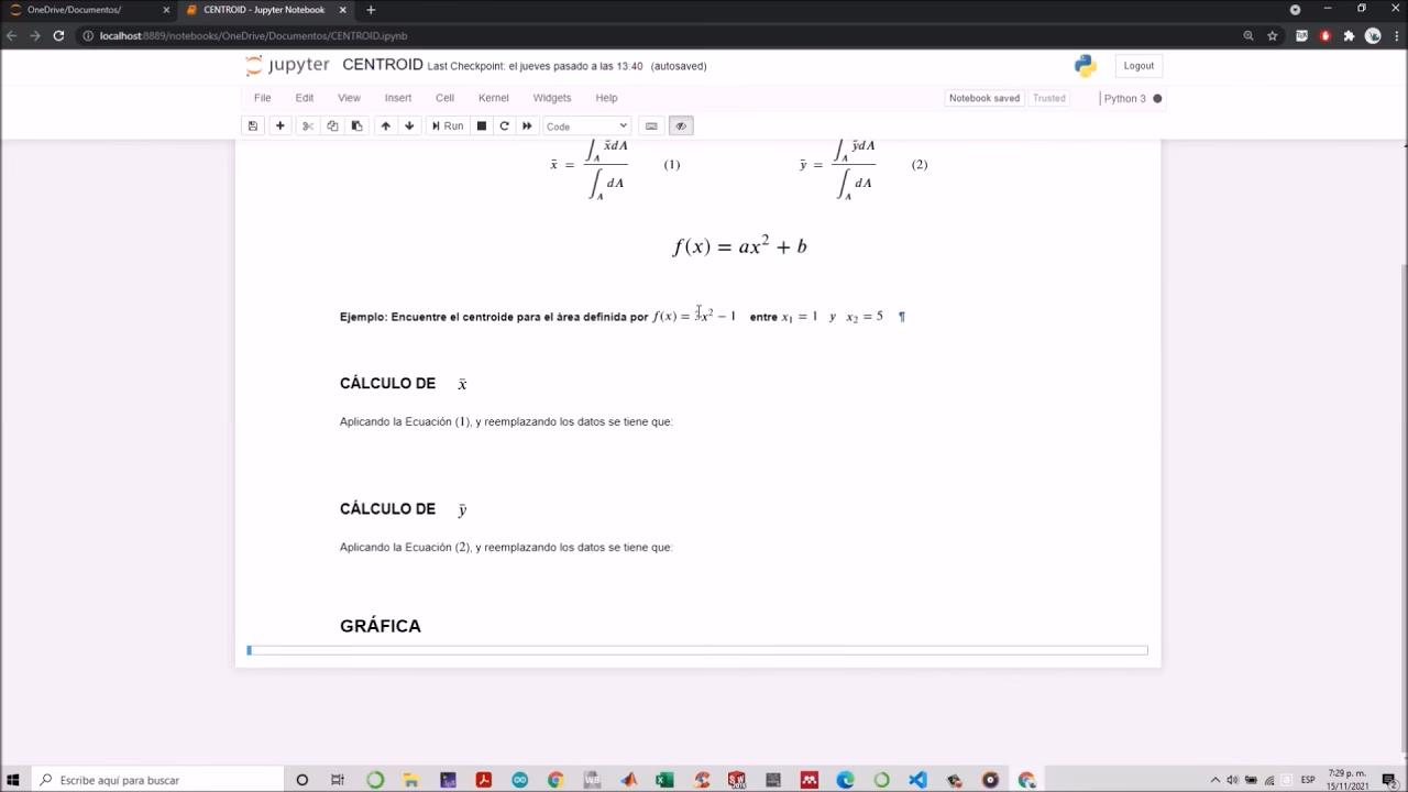 ¿Cómo calcular el centroide de una curva?