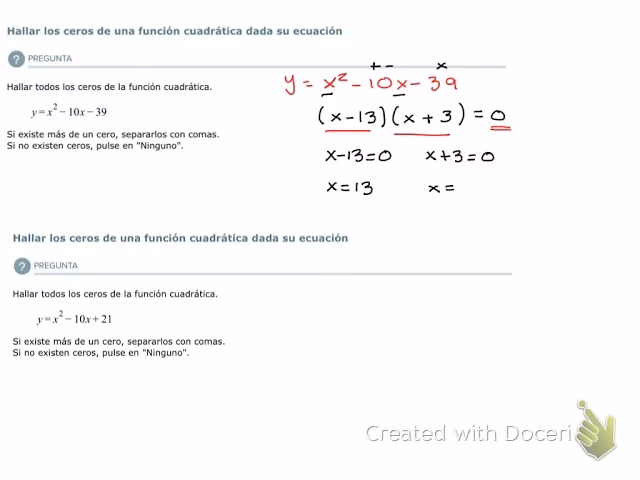 ¿Cómo hallar los ceros de una función cuadrática?