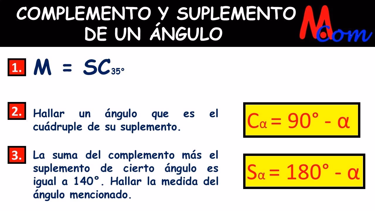 ¿Cuál es la fórmula para encontrar el complemento de un ángulo?