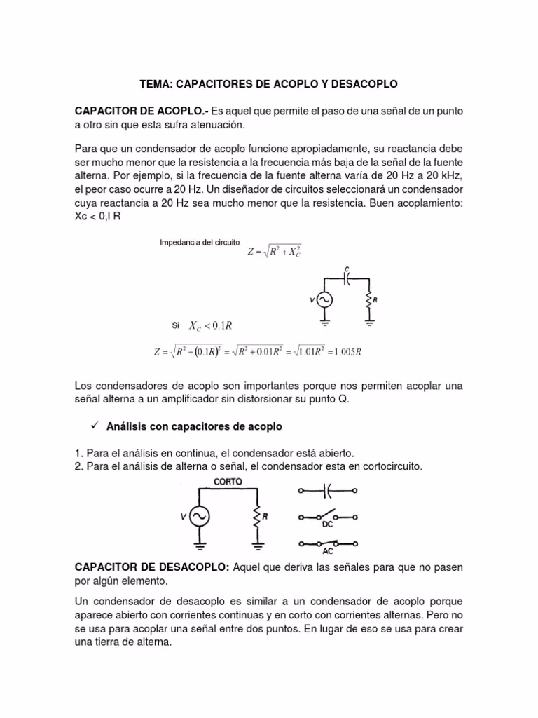 ¿Cómo calcular el valor de un condensador de acoplamiento?