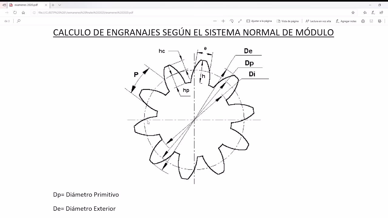 ¿Cómo se calcula el diámetro de un engranaje?