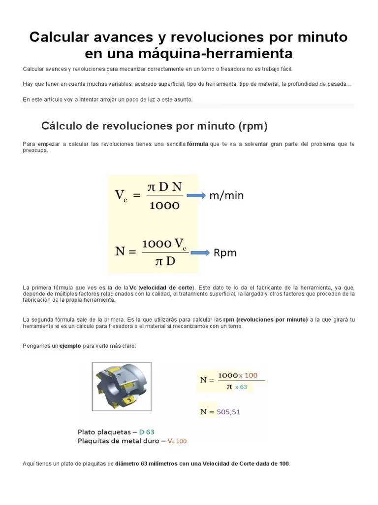 ¿Cómo se calcula la velocidad de avance?