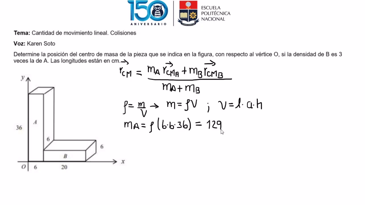 ¿Cómo encontrar el centro de masa para 3 masas?