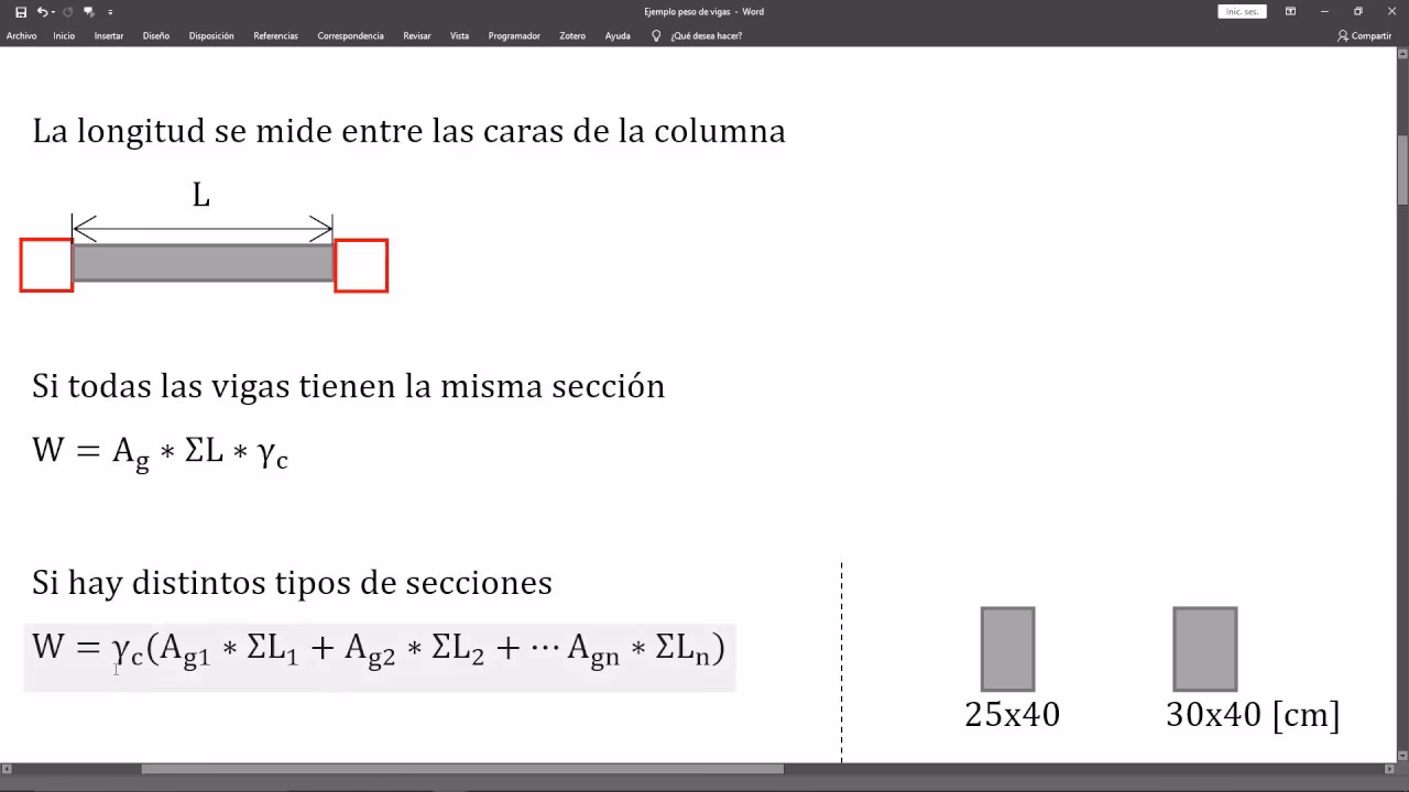 ¿Cómo se calcula el peso propio de una columna?