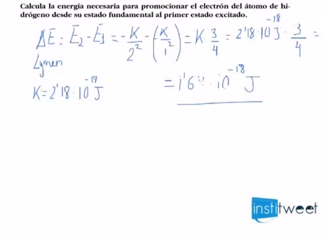 ¿Cuál es la energía de un electrón en un átomo de hidrógeno?
