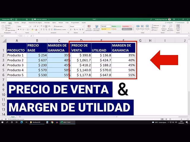 ¿Cuál es la fórmula para calcular la ganancia en Excel?
