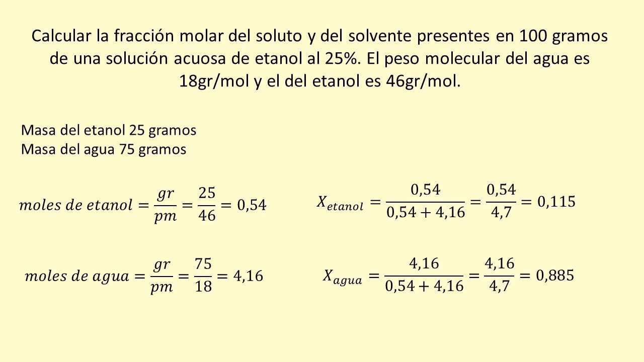 ¿Cómo calcular la fracción molar del soluto?