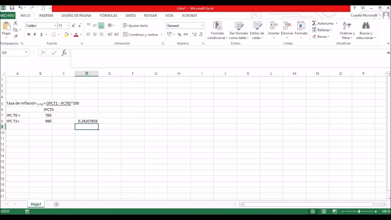 ¿Cuál es la fórmula para calcular la inflación anualizada?