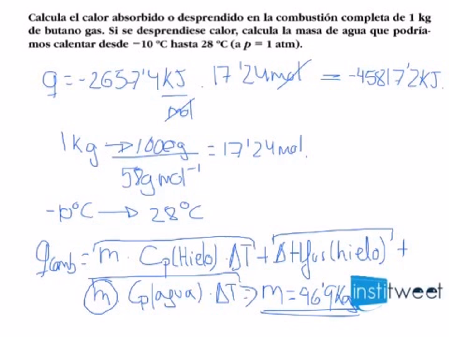 ¿Cómo se calcula el calor liberado por la reacción?