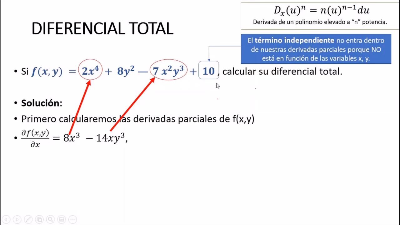 ¿Cuál es la fórmula para la ecuación diferencial total?