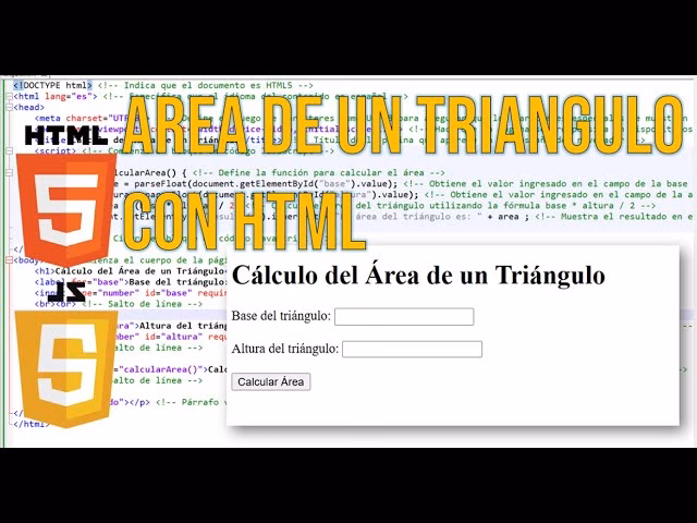 ¿Cómo puedo calcular el área de un triángulo en JavaScript?