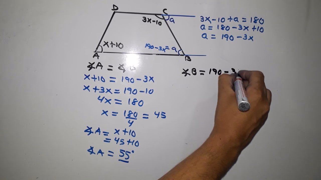 ¿Cómo encontrar el ángulo base de un trapezoide isósceles?