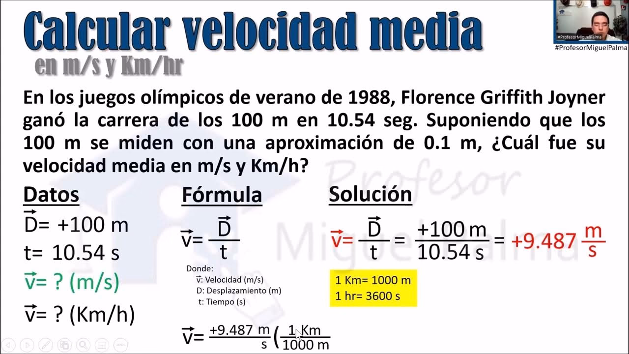 ¿Cómo se calcula la velocidad en metros?
