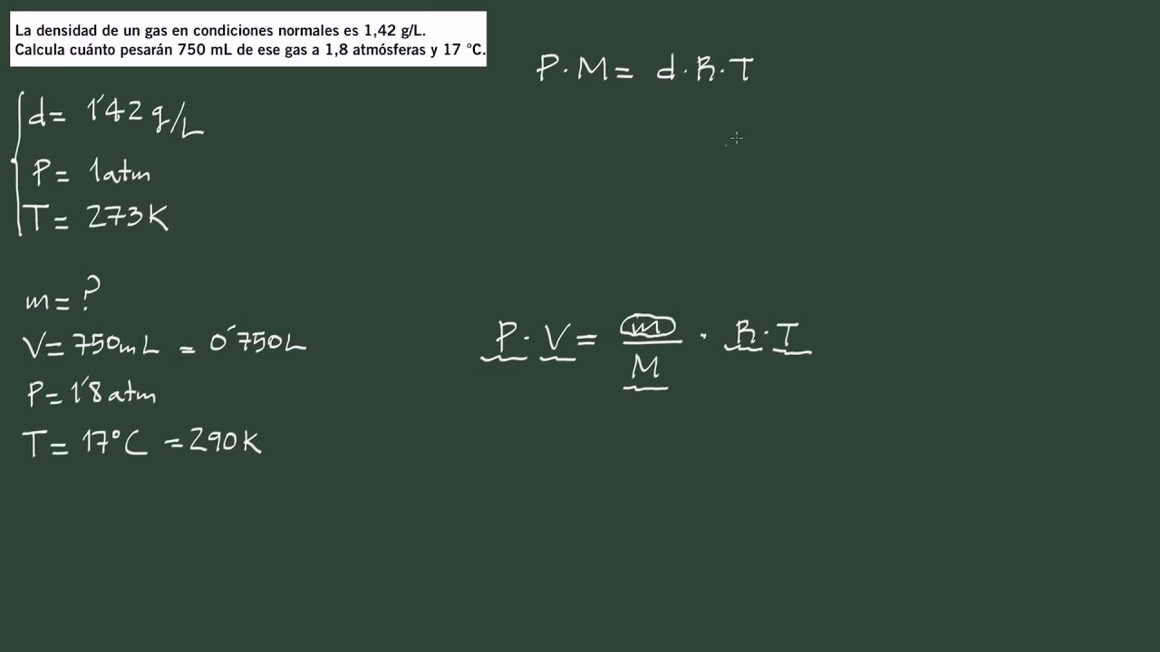 ¿Cómo calcular densidad con presión y temperatura?