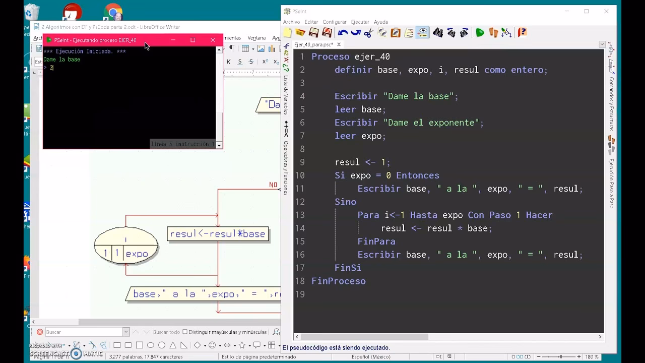 ¿Cómo se calcula la potencia de un número en Pseint?