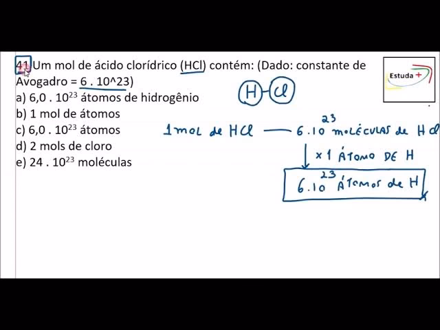 ¿Cuántos átomos hay en 1 mol de HCl?
