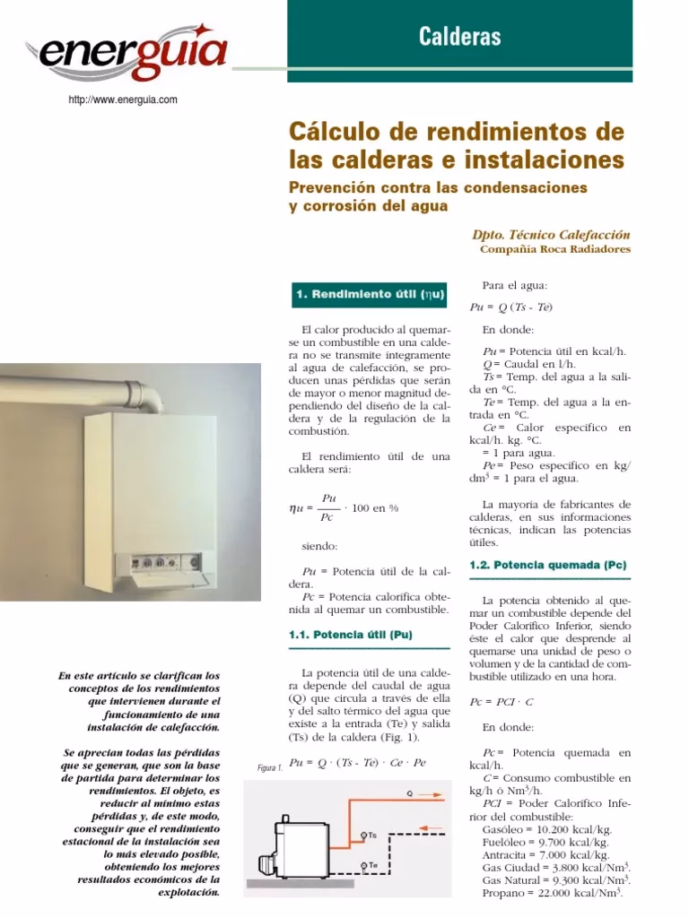 ¿Cómo se calcula el consumo de gas de una caldera?