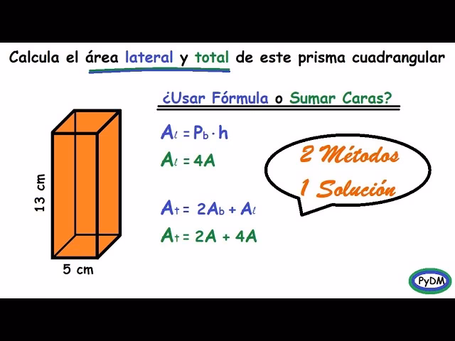¿Cómo se halla el área lateral y total de un prisma?