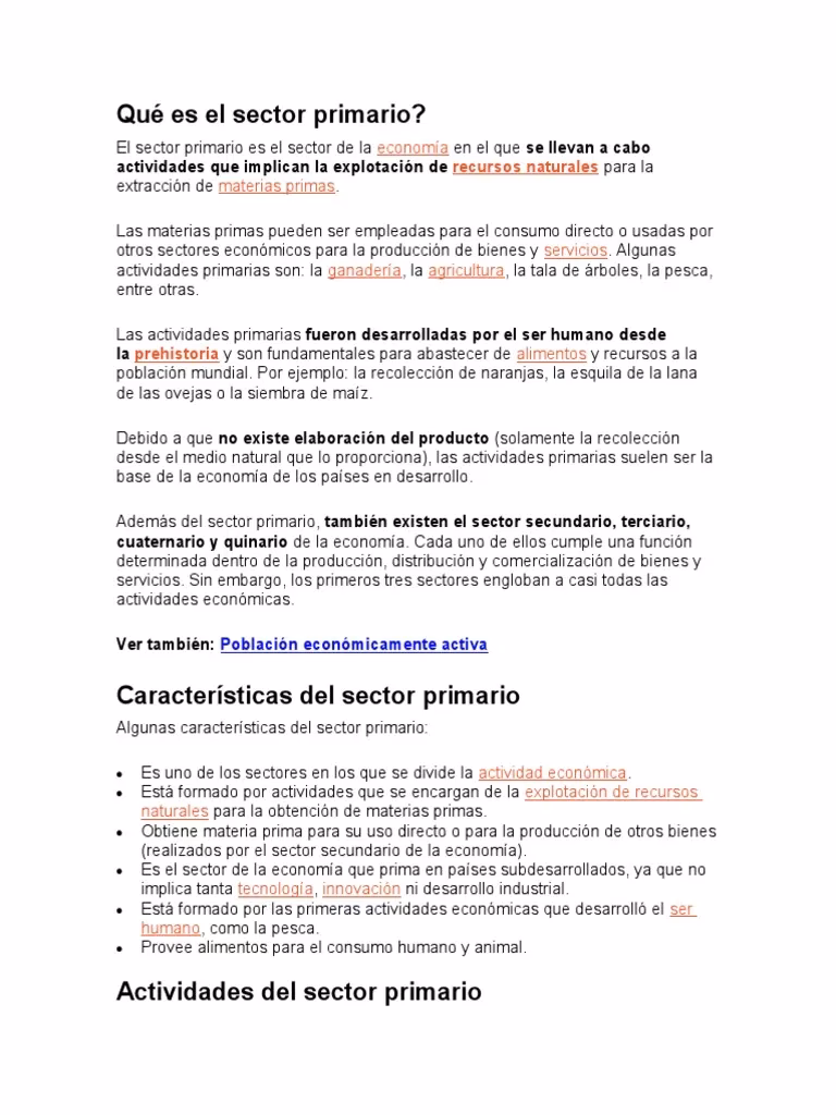 ¿Qué es la producción en el sector primario?