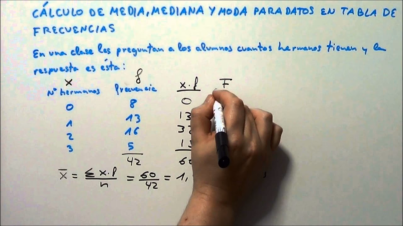 ¿Cómo se calcula la media en una tabla de frecuencia?