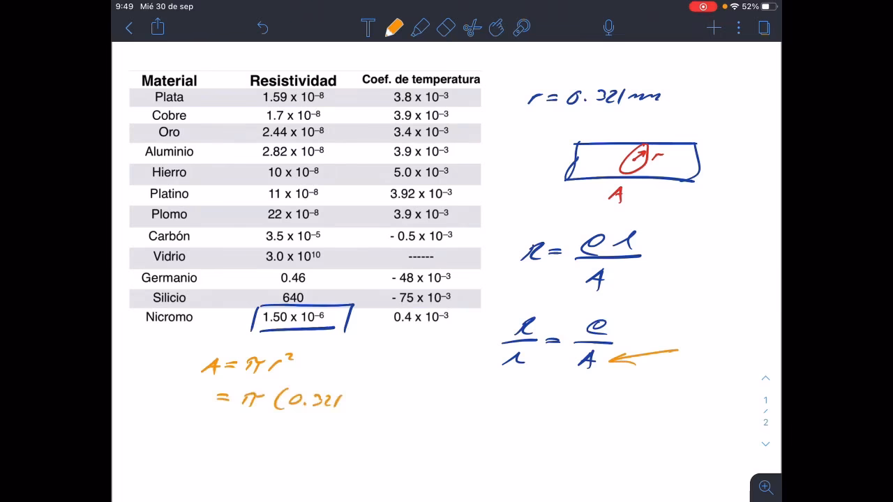 ¿Cómo se calcula la resistencia de un alambre de nicromo?