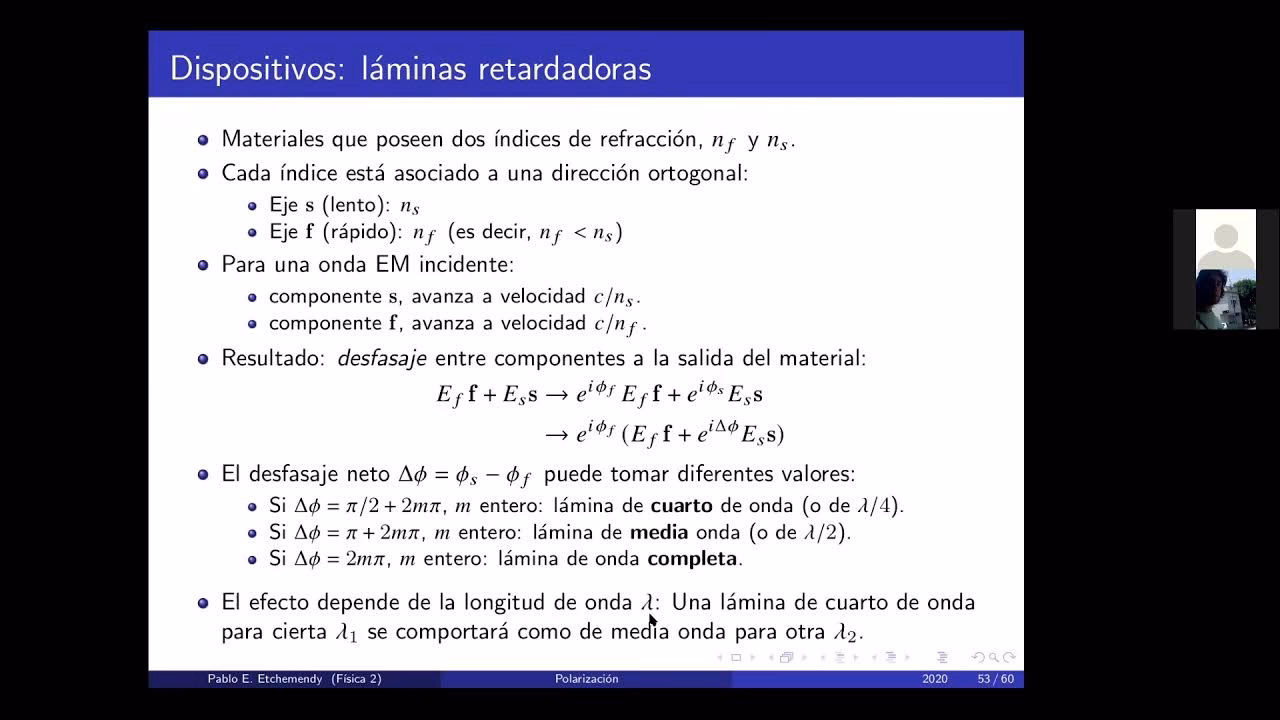 ¿Cuál es la fórmula para una placa de media onda?