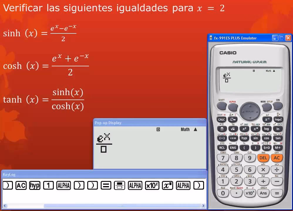¿Cómo colocar seno hiperbólico en calculadora?