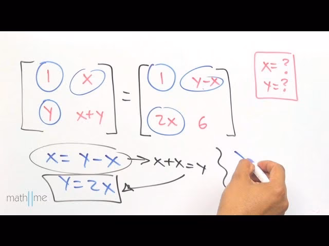 ¿Cómo puedo encontrar el valor de x y y para que las matrices sean iguales?