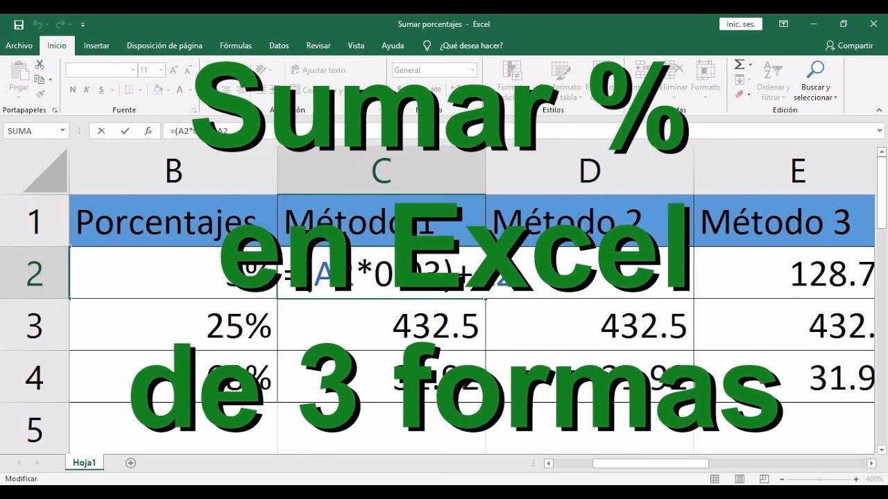 ¿Cómo puedo sumar dos porcentajes?