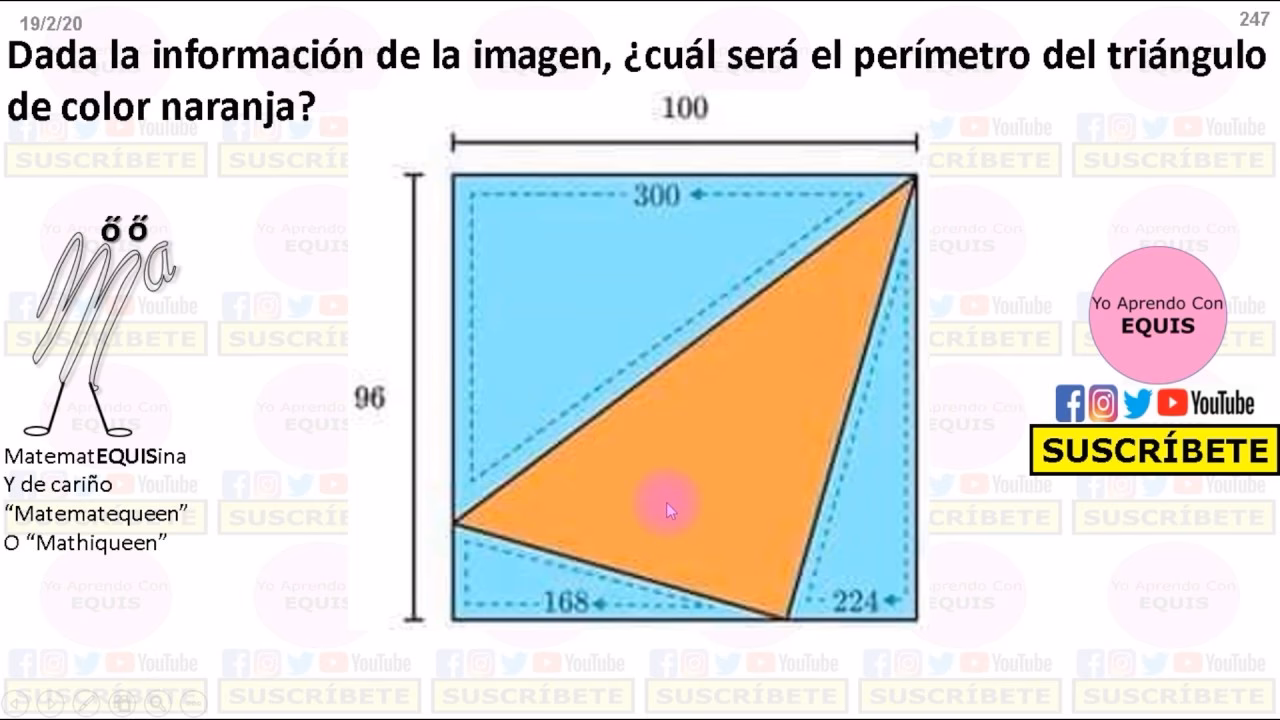 ¿Cómo calcular un triángulo dentro de un cuadrado?