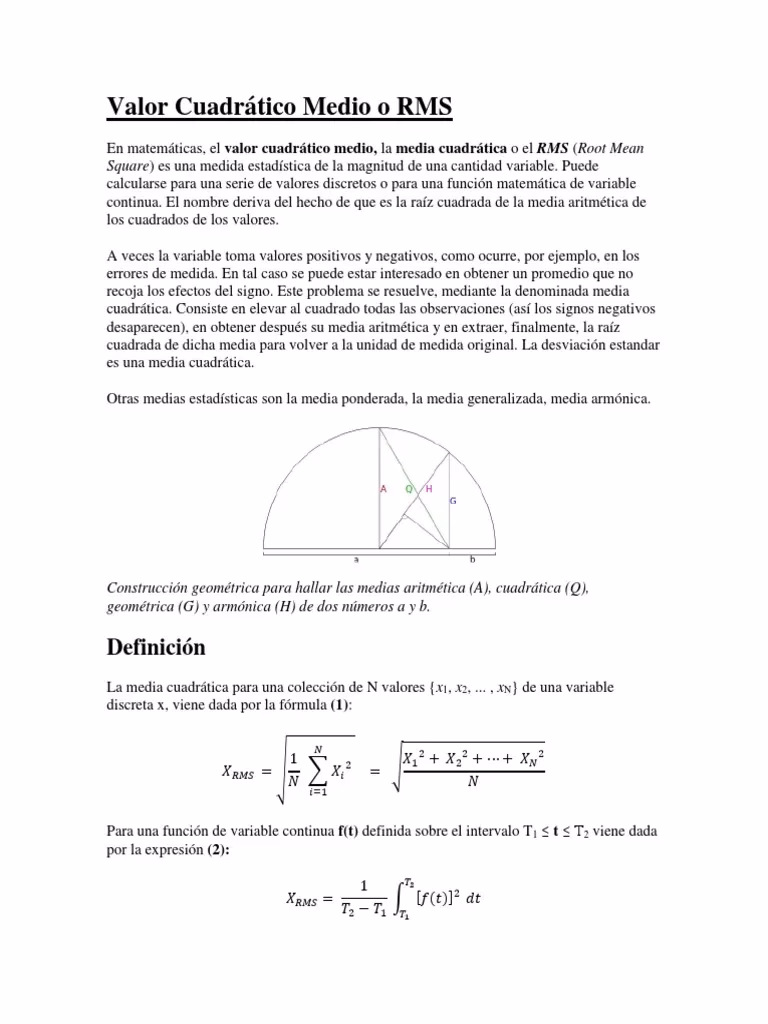 ¿Cómo sacar media cuadrática?