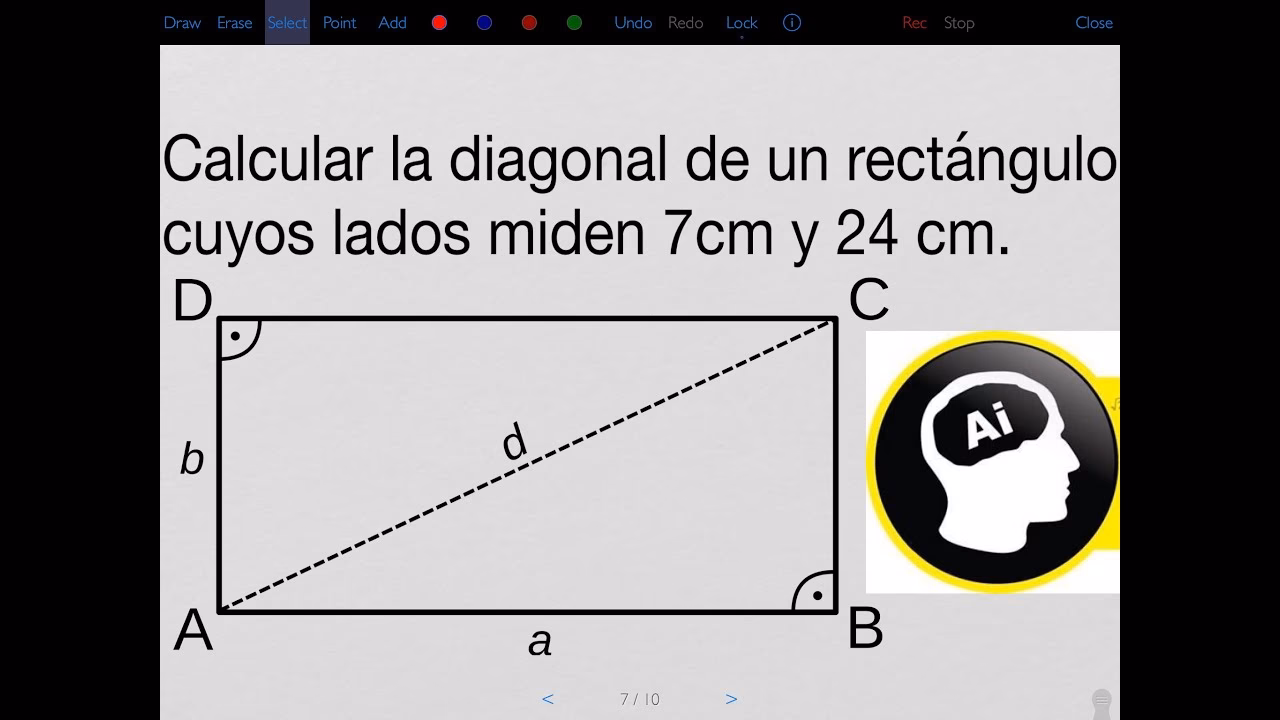 ¿Cuál es la fórmula para calcular la diagonal de un rectángulo?