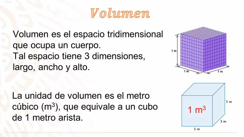 ¿Cuál es la fórmula para calcular el volumen?