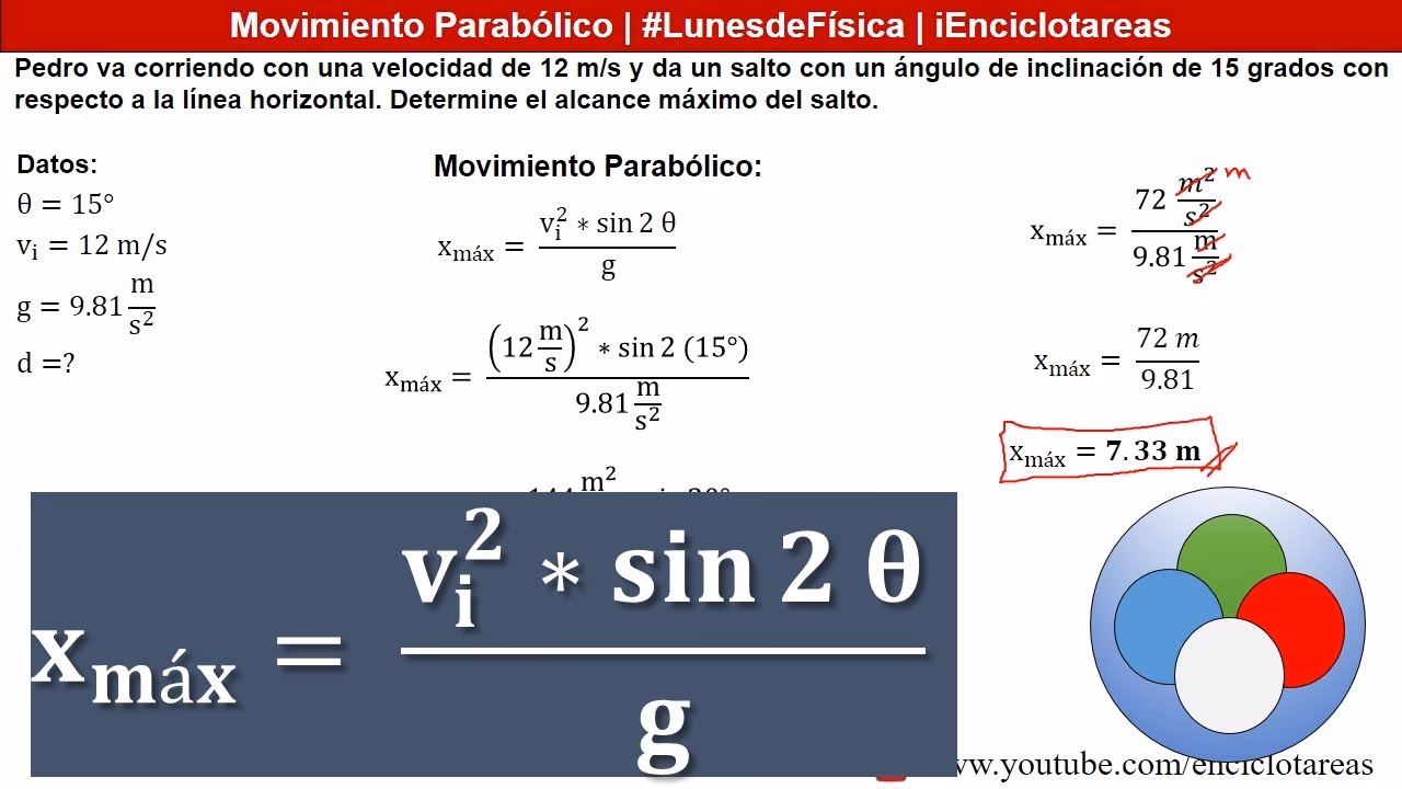 ¿Cuál es el alcance máximo horizontal de un proyectil?