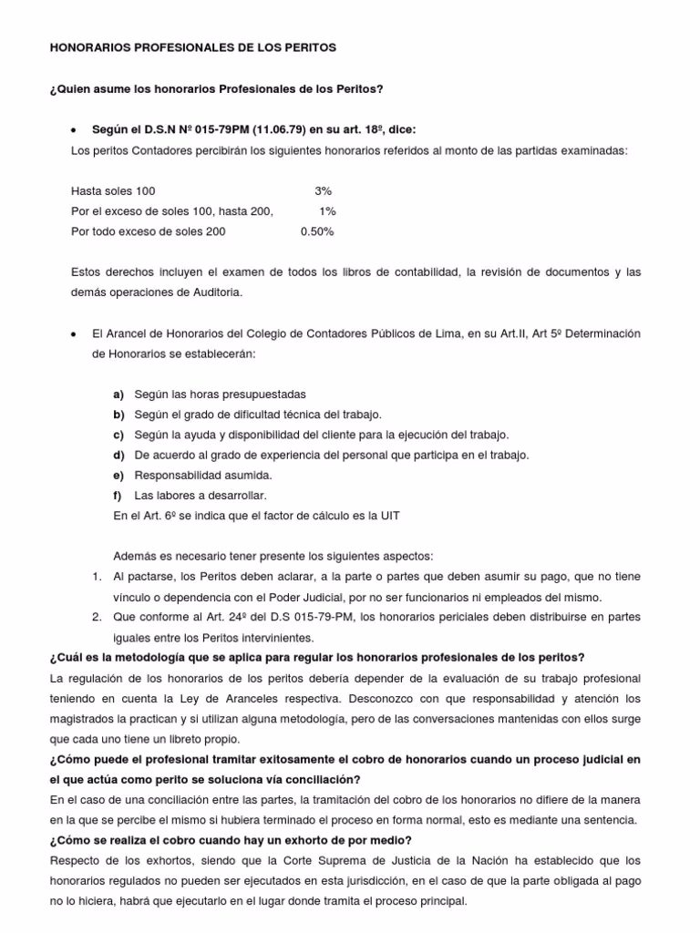 ¿Cuánto son los honorarios de un perito?